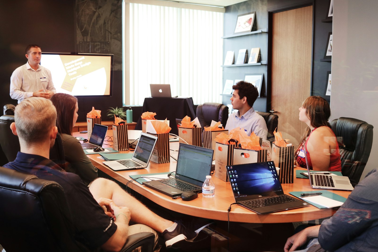 A team meeting around a conference table